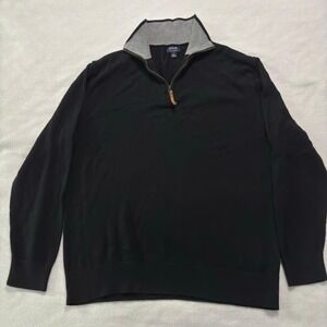 J Crew Men's Sweater 100% Cotton 1/4 Zip Collar Pullover Top Black Large